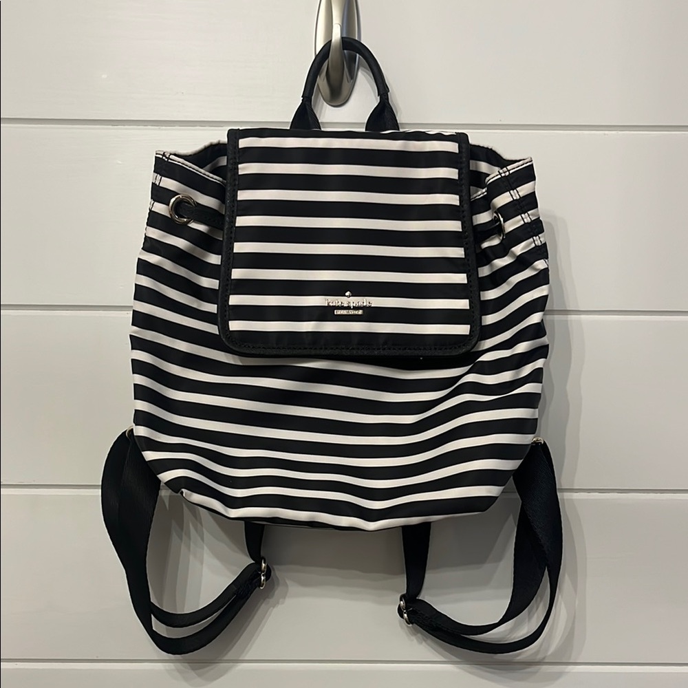 Kate Spade Black and White Striped Backpack